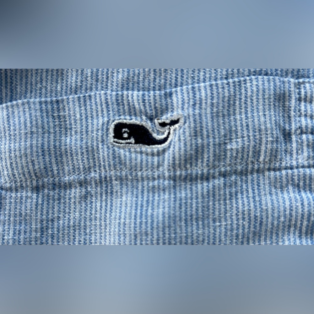 Vineyard Vines Classic Fit Tucker Long Sleeve Blue Linen Shirt, Small - Picture 2 of 5